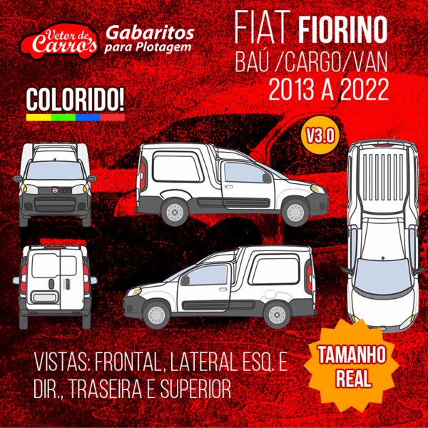 Gabarito vetorizado Fiat Fiorino Cargo Van 2013 a 2022